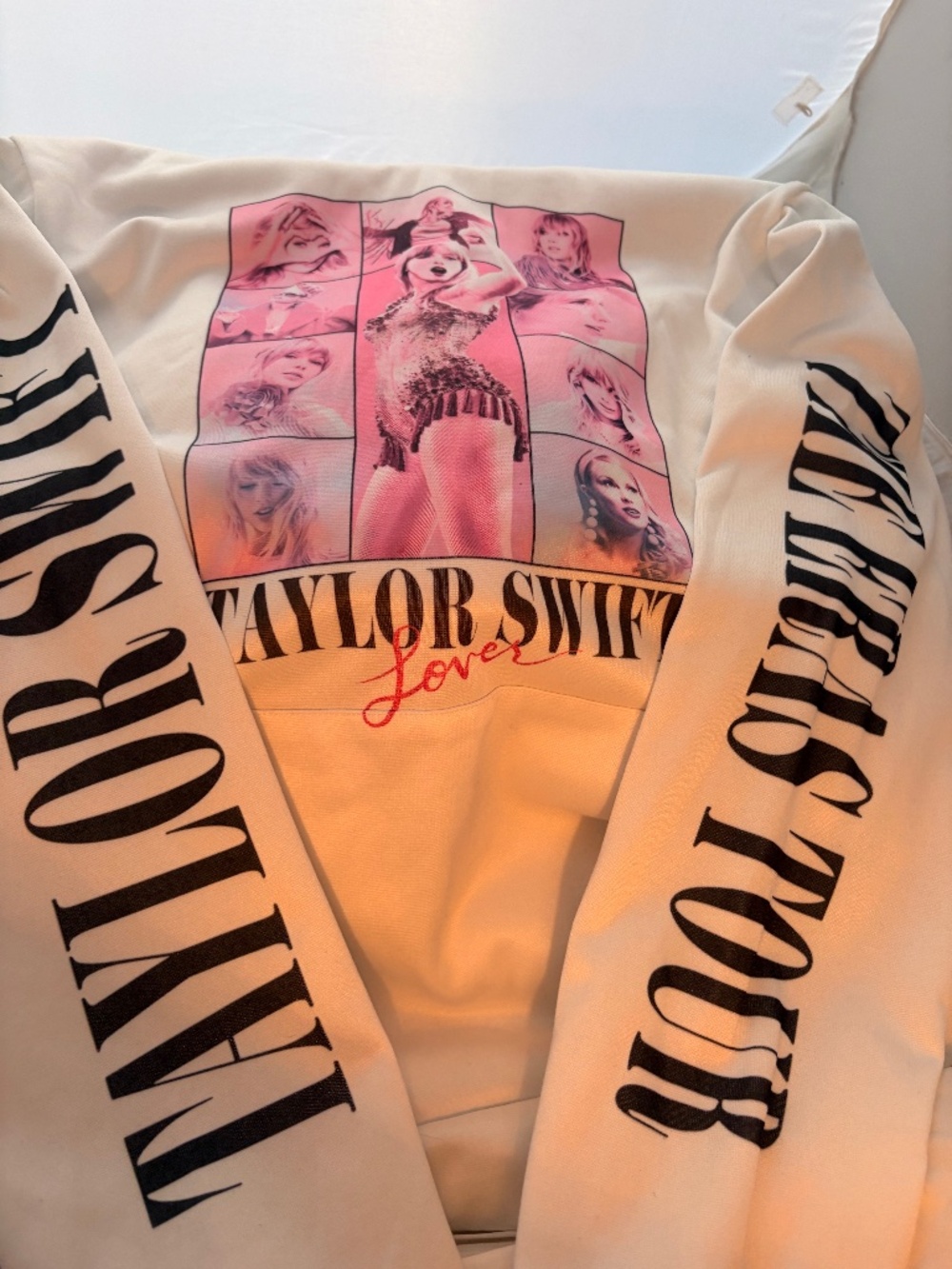 Taylor Swift ERAS TOUR Graphic Style Hoodie Pink and Pastel Chic Design SZ Med